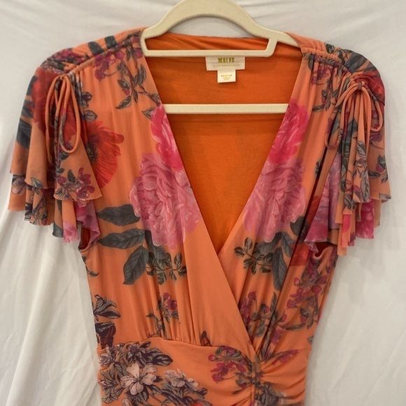 Maeve Anthropologie Simone Floral Asymmetrical Stretch long Dress Size medium - Picture 4 of 8